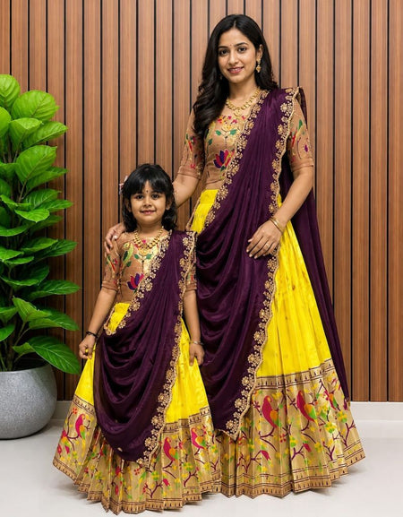 Festive Matching Mother Daughter Lehenga Choli Set with Dupatta mahezon