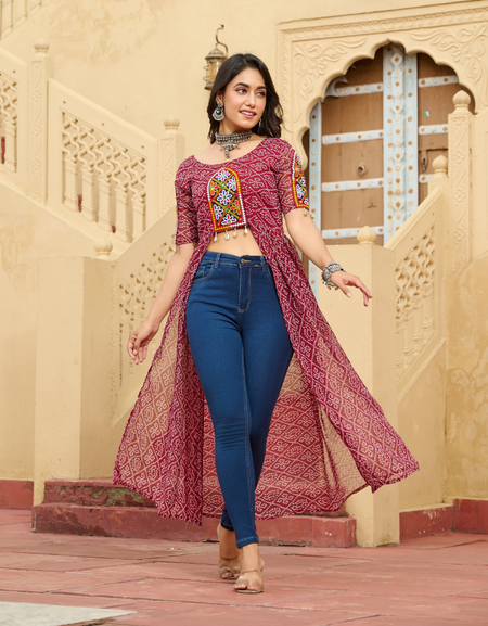 Navratri Garba Designer Front Open Long Kurti mahezon