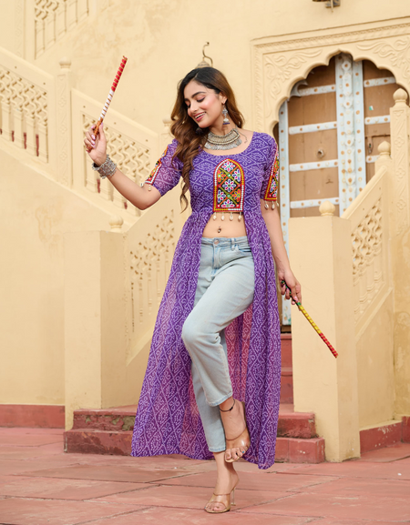 Navratri Garba Designer Front Open Long Kurti mahezon