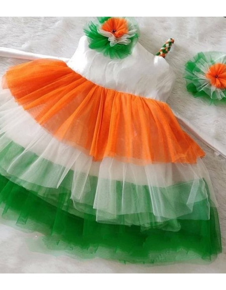 Kids Girl Tiranga Tricolour Frock Dress for Independence and Republic Day mahezon