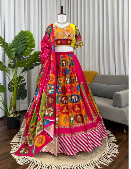 Navratri Special Embroidery Garba Women Lehenga Choli Dupatta Set mahezon