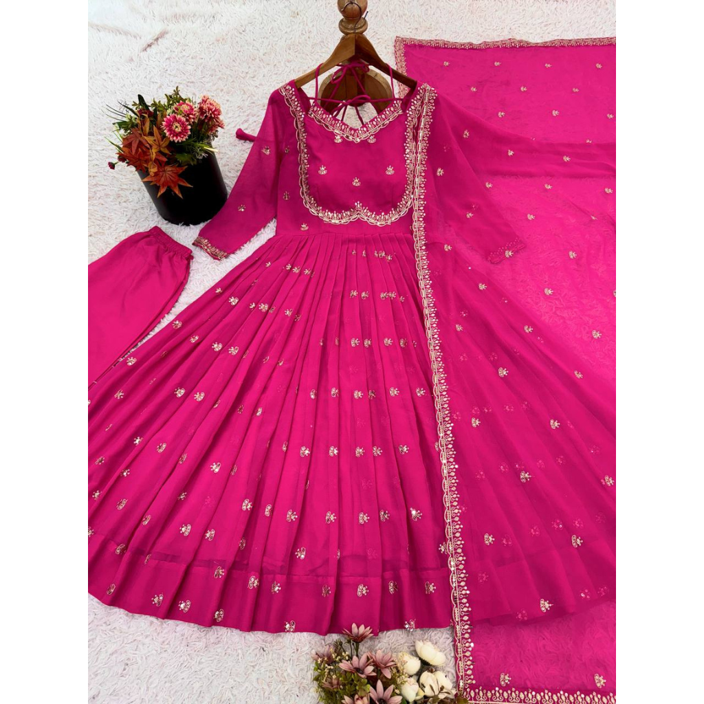 Festive Traditional Ethnic Women Gown Dupatta Set – mahezon