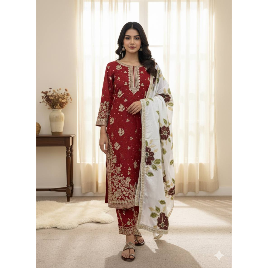 Wedding Wear Women Top Palazzo Dupatta Suit Dress – mahezon
