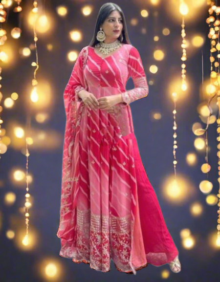 Beautiful Gown Palazzo Dupatta Suit for Party wear and Diwali. mahezon