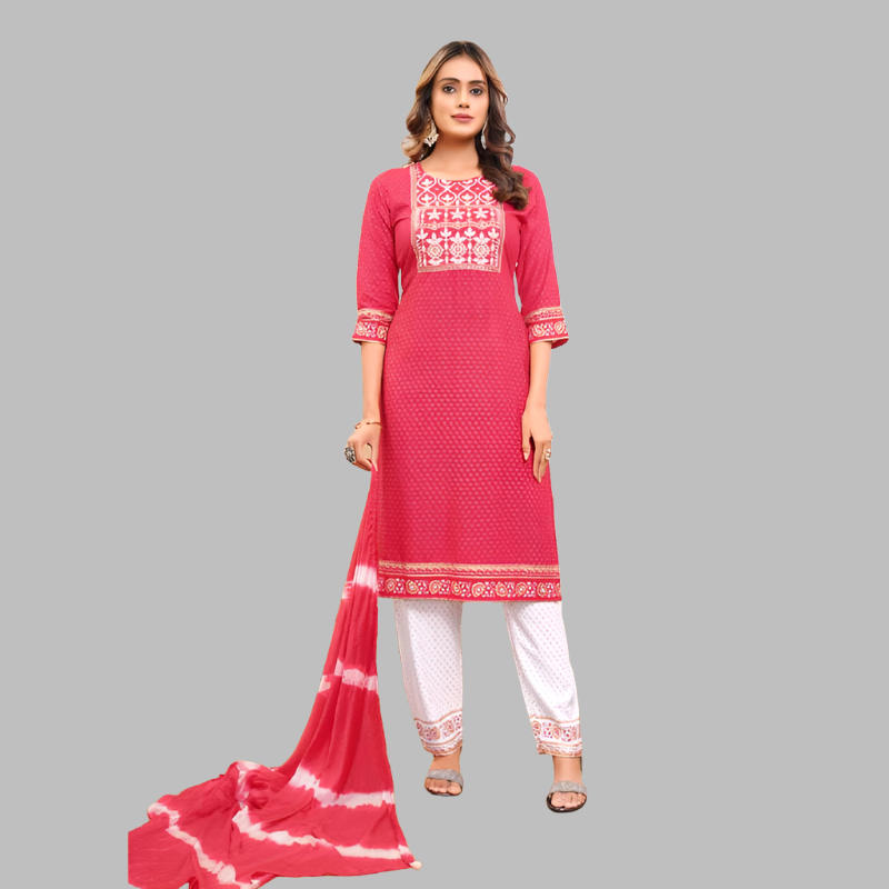 Rayon Three Piece Women's Party Wear Nyra cut Suit Pink – mahezon