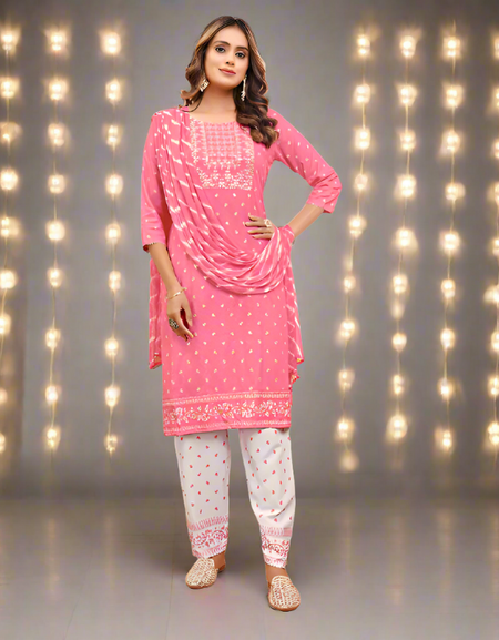 Women Pink Naira Cut Party Wear Kurta Suitmahezon