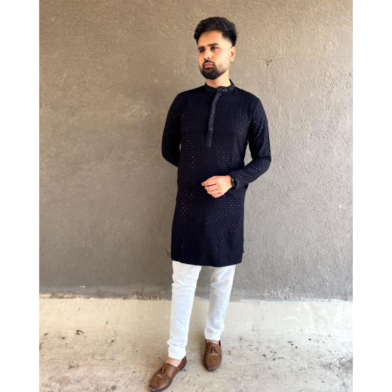 Chikan kurta for men best sale