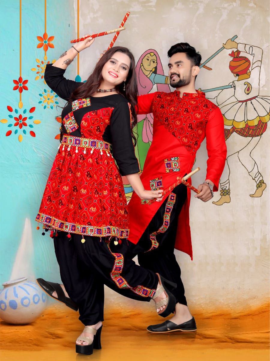 Buy Full Sets Ethnic Wear Girls Navratri Pure Cotton Embroidered Chaniya  Choli Dupatta for Garba-Red Clothing for Girl Jollee