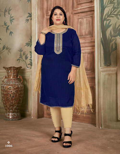 Load image into Gallery viewer, Women Plus Size Party wear Blue Kurti Dupatta mahezon

