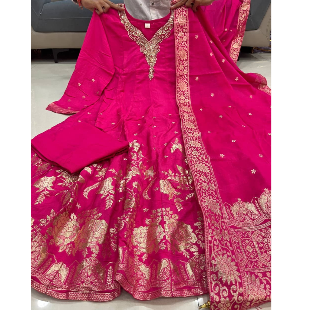 Festive Anarkali Women’s Kurti Pant Dupatta Suit mahezon