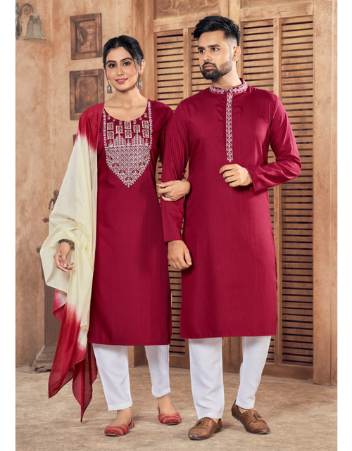 Load image into Gallery viewer, Beautiful Couple Wear Red Same Matching Outfits Set mahezon
