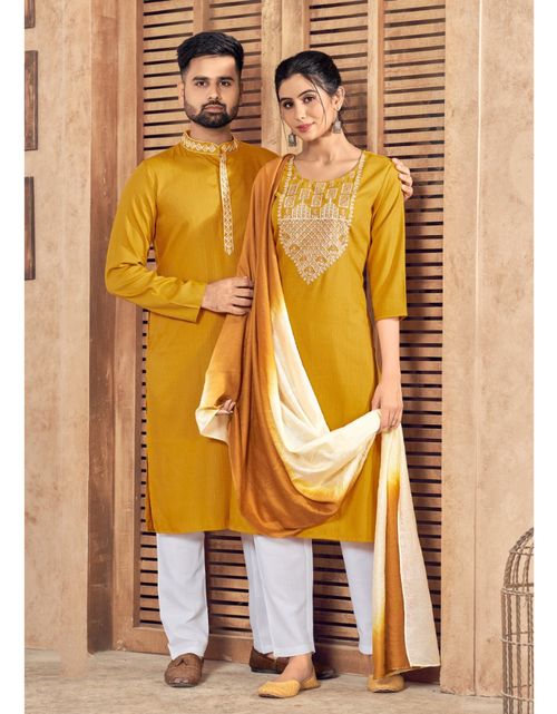 Load image into Gallery viewer, Beautiful Couple Wear Yellow Same Matching Outfits Set mahezon
