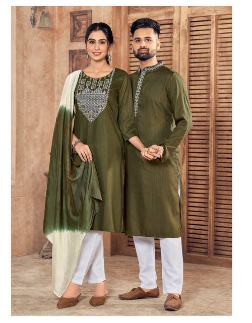 Load image into Gallery viewer, Beautiful Couple wear Green Same Matching Outfits Set mahezon
