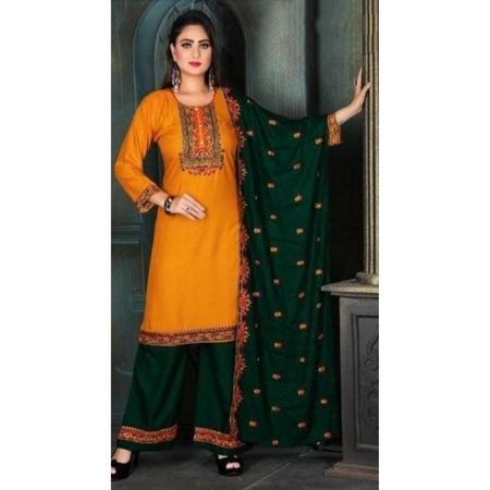 Beautiful Diwali Embroidery Women Kurti Palazzo with Dupatta set mahezon