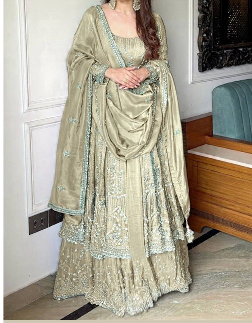 Load image into Gallery viewer, Designer Havy Crunchi Silk With Embroidery Work Gown Lehenga mahezon
