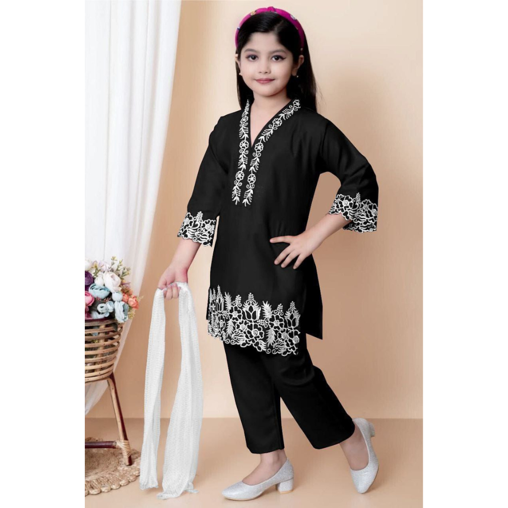 Designer Kids Girls Kurta Pant Dupatta Set mahezon