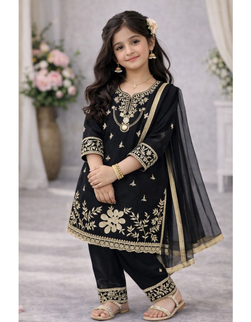 Load image into Gallery viewer, Festive Embroidery Sequence Kid Girl Kurti Palazzo with Dupatta Suit mahezon
