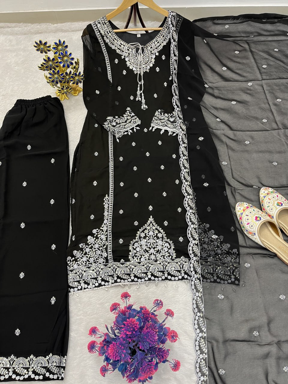 Festive Women Top Palazzo Dupatta Suit mahezon