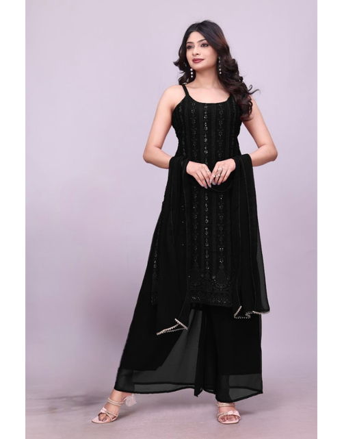Load image into Gallery viewer, Wedding Embroidered Kurti Sharara Dupatta Dress Mahezon

