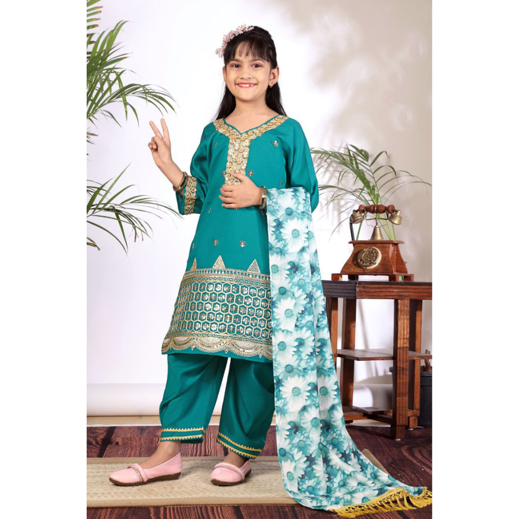 Designer Kid Girls Kurta Pant Dupatta Set mahezon