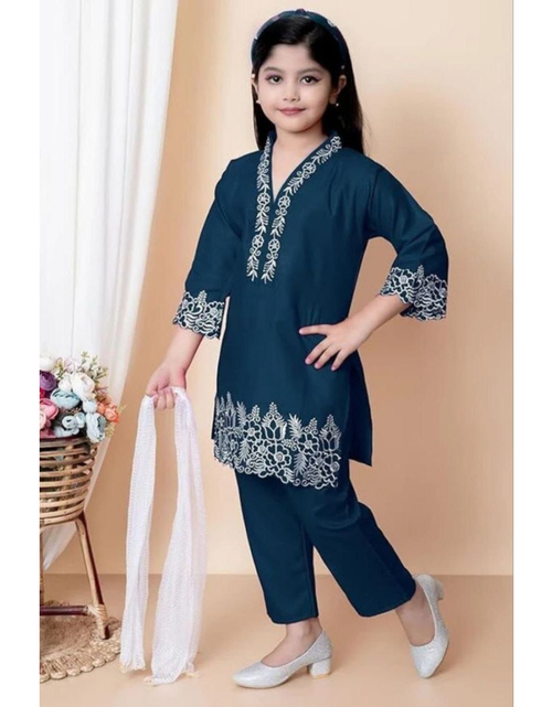 Load image into Gallery viewer, Designer Kids Girls Kurta Pant Dupatta Set mahezon
