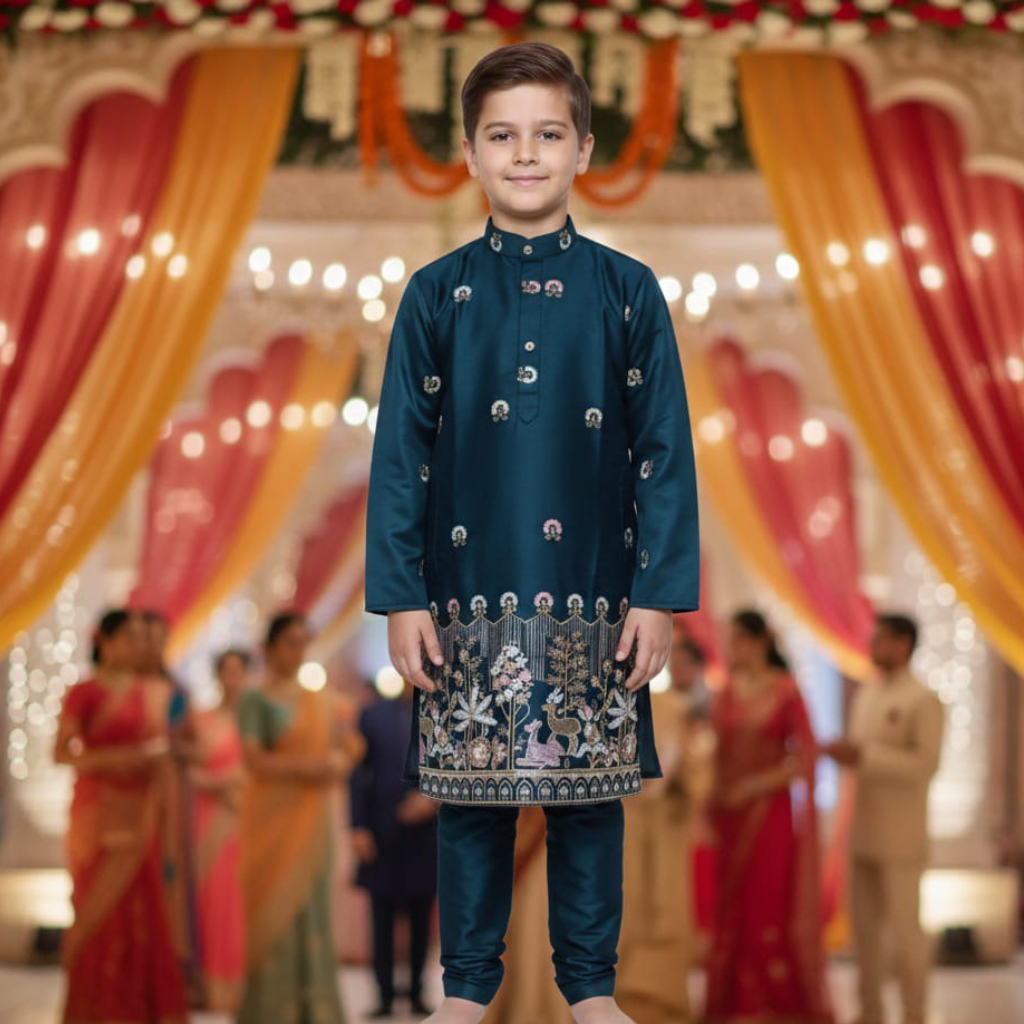 Festive Ethnic Traditional Indian Kids Boy Indian Kurta Pajama Set mahezon