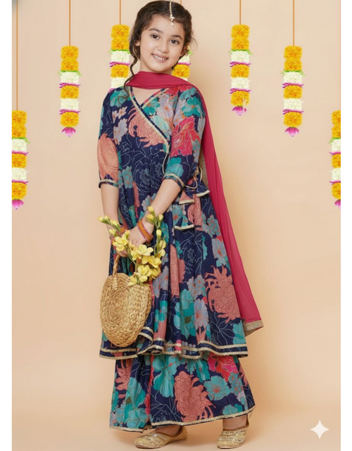 Load image into Gallery viewer, Stylish Girl Kids Kurta Sharara Dupatta Dress mahezon
