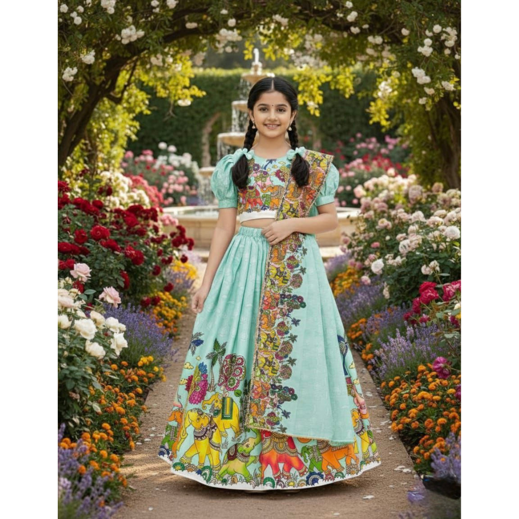 Stylish Traditional Girl Kids Lehenga Blouse Dupatta mahezon