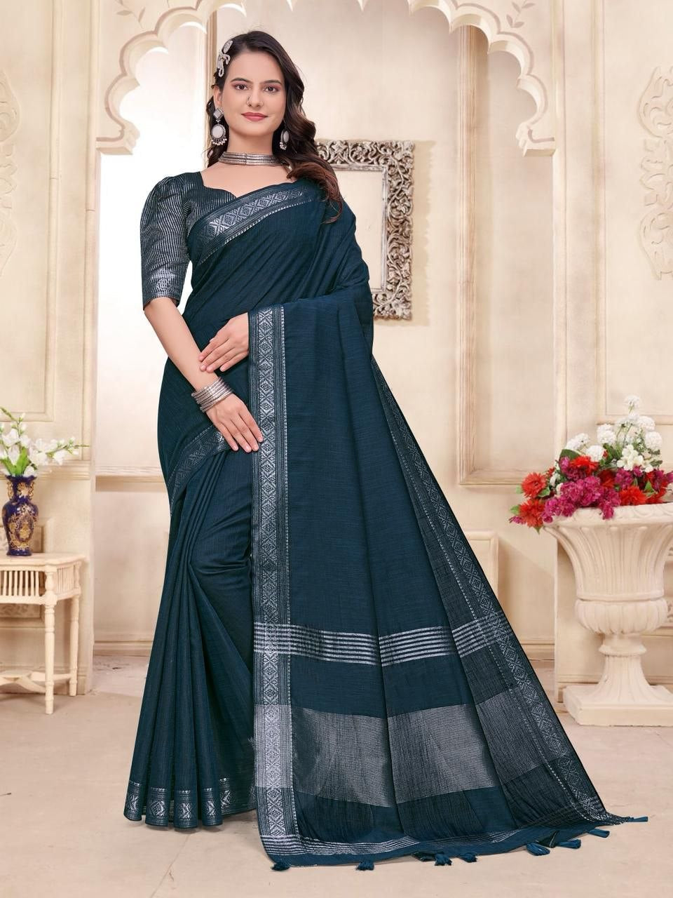 Traditional Indian Couples Same Matching Men Kurta Pajama and Women Saree Blouse Outfits Set mahezon