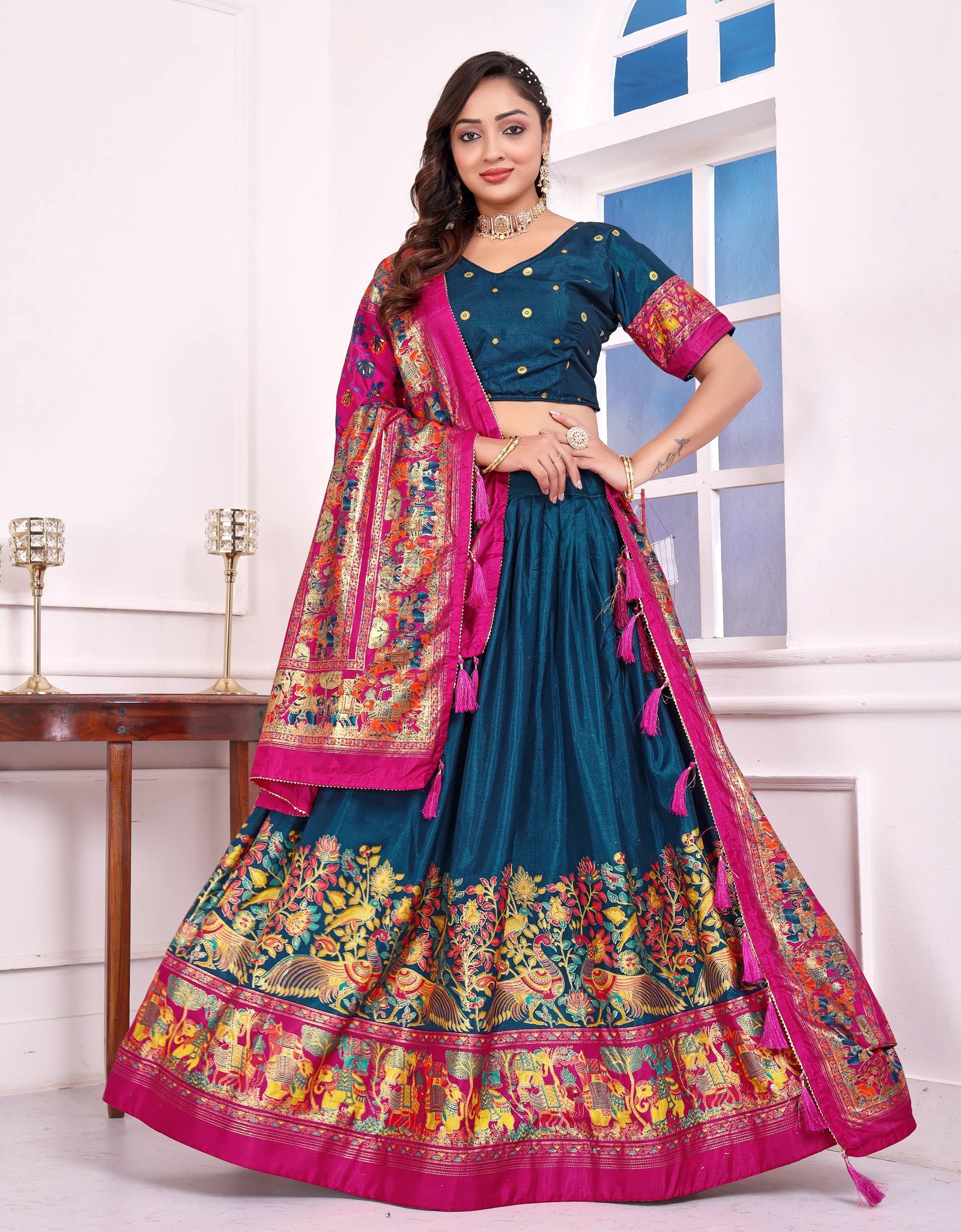 Festive Traditional Couple Wear Same Matching White Men Kurta Pajama Women Lehenga Choli Dupatta Outfit Set mahezon