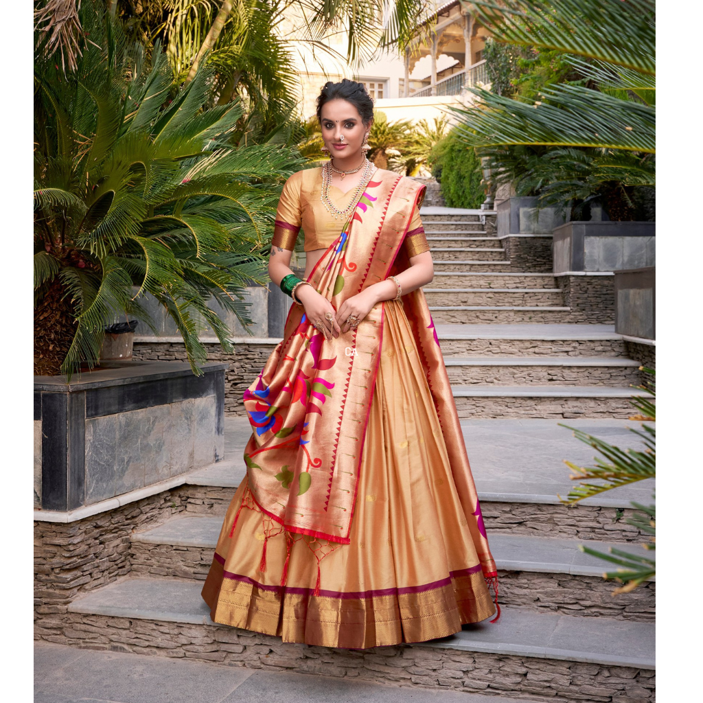 Paithani Women’s Lehenga Choli Dupatta for Wedding Reception Party mahezon