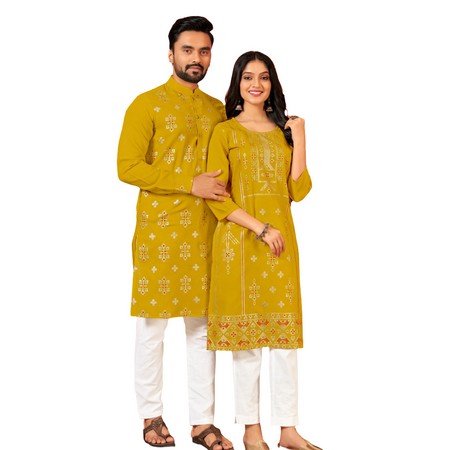 Cotton Traditional Wedding Couple Wear Same Matching Outfits – mahezon