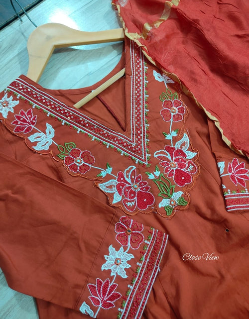 Load image into Gallery viewer, Cotton Anarkali Women Kurta Pant with Dupatta Set mahezon
