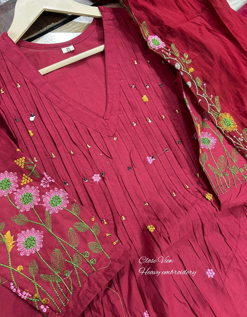 Load image into Gallery viewer, Cotton Anarkali Women Kurta Pant Dupatta Set mahezon
