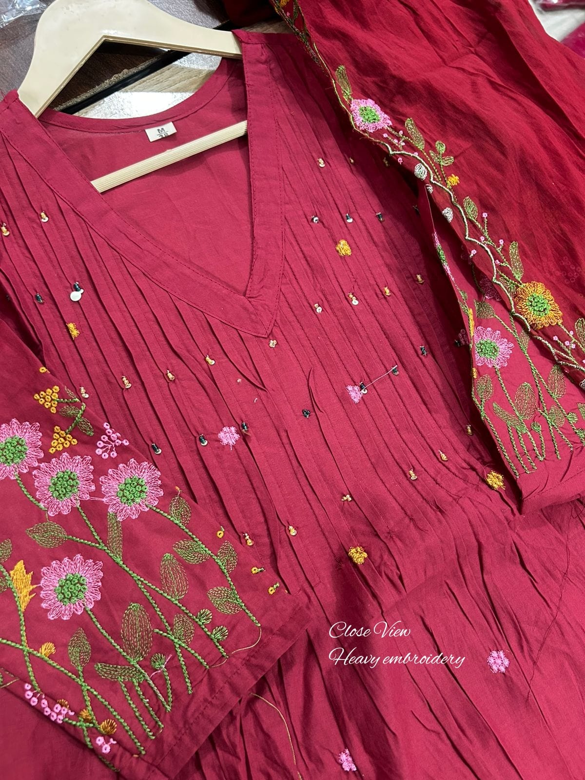 Cotton Anarkali Women Kurta Pant Dupatta Set mahezon