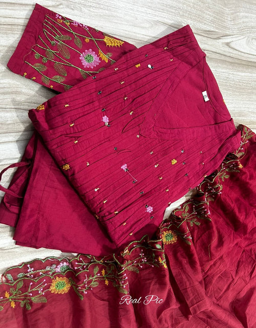 Load image into Gallery viewer, Cotton Anarkali Women Kurta Pant Dupatta Set mahezon
