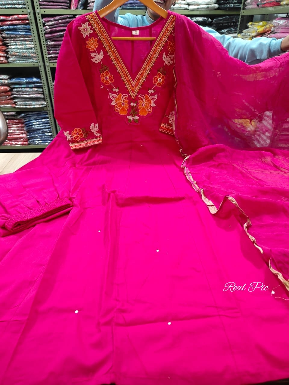 Cotton Anarkali Women Kurta Pant with Dupatta Set mahezon