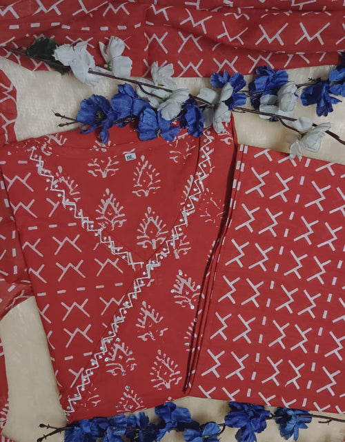 Load image into Gallery viewer, Cotton Angrakha Women Kurta Pant with Dupatta Set mahezon
