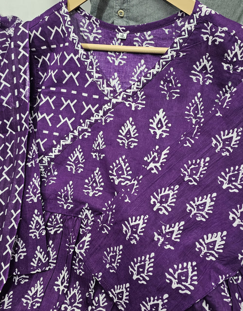 Load image into Gallery viewer, Cotton Angrakha Women Kurta Pant with Dupatta Set mahezon
