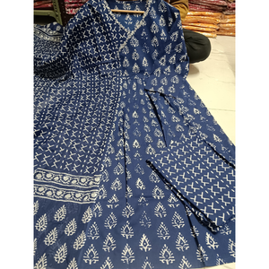 Cotton Angrakha Women Kurta Pant with Dupatta Set mahezon