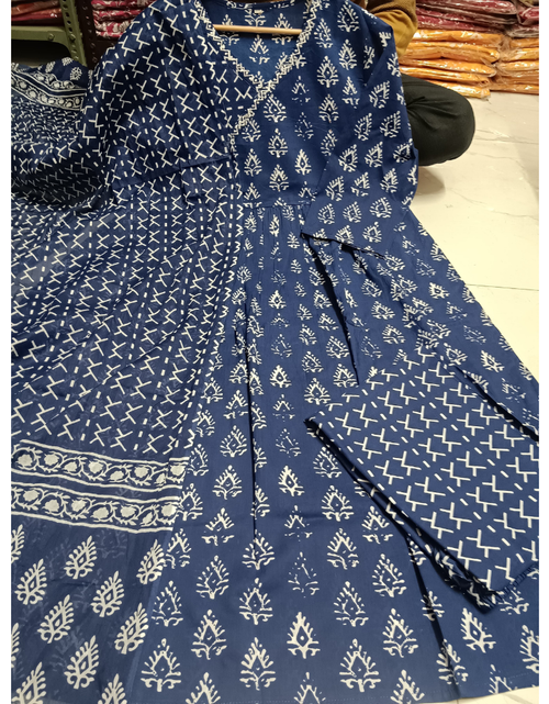 Load image into Gallery viewer, Cotton Angrakha Women Kurta Pant with Dupatta Set mahezon
