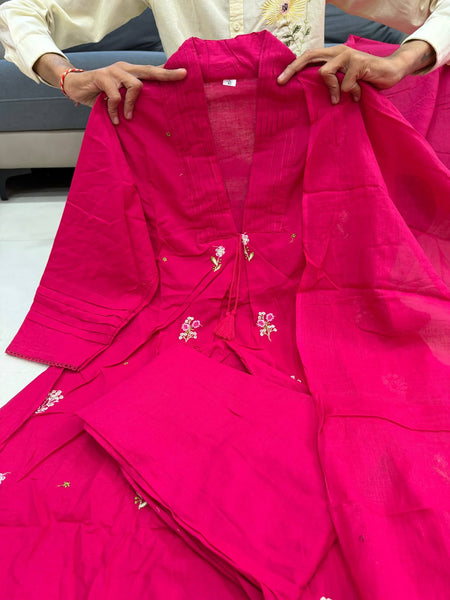 Cotton Ethnic Women Kurta Palazzo Dupatta Set mahezon