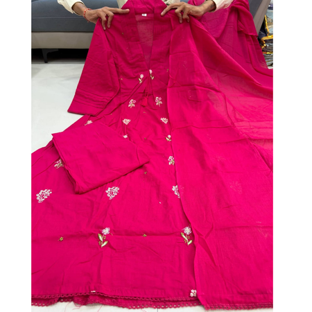 Cotton Ethnic Women Kurta Palazzo Dupatta Set mahezon