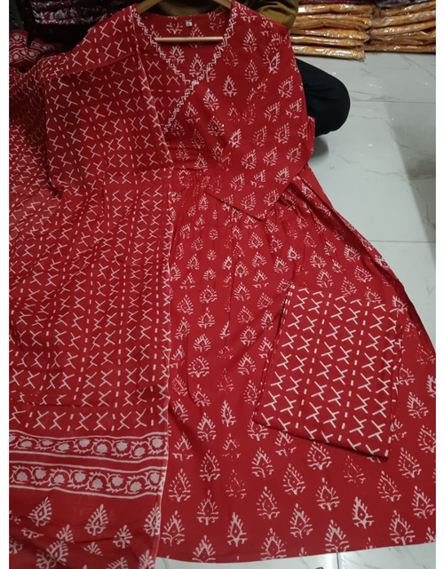 Load image into Gallery viewer, Cotton Angrakha Women Kurta Pant with Dupatta Set mahezon
