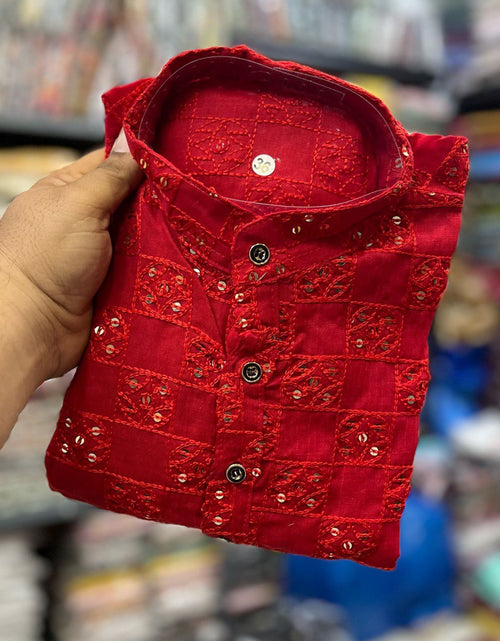 Load image into Gallery viewer, Cotton Red Mens Traditional Kurta Pajama mahezon
