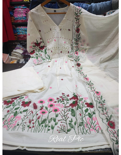 Load image into Gallery viewer, Cotton Anarkali Women Kurta Pant Dupatta Set mahezon
