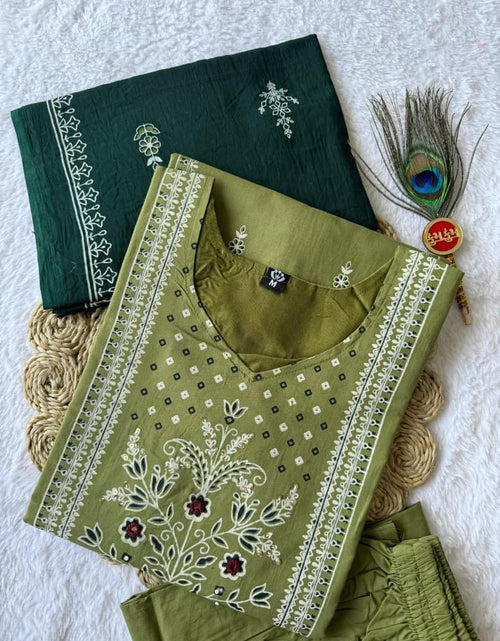 Load image into Gallery viewer, Cotton Women Kurti Pant Dupatta Set mahezon
