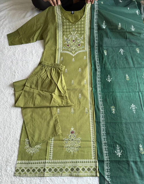Load image into Gallery viewer, Cotton Women Kurti Pant Dupatta Set mahezon
