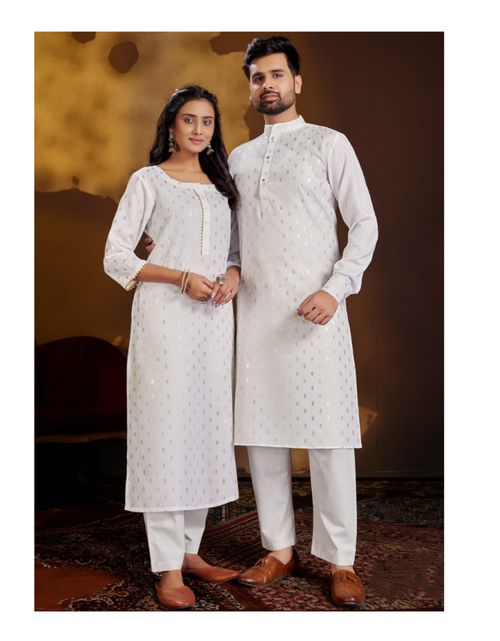 Load image into Gallery viewer, Couple Wear Pure Cotton White Same Matching Outfits Set
