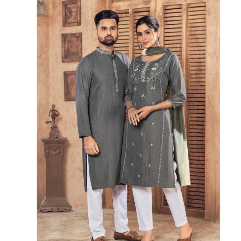 Traditional Diwali Couples wear Same Matching Outfits Set